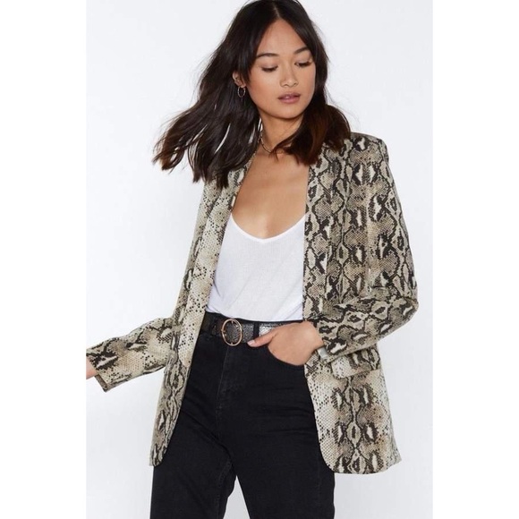 NWOT | NASTY GAL | IVIVI Snake Print Open Front Blazer - Picture 2 of 8